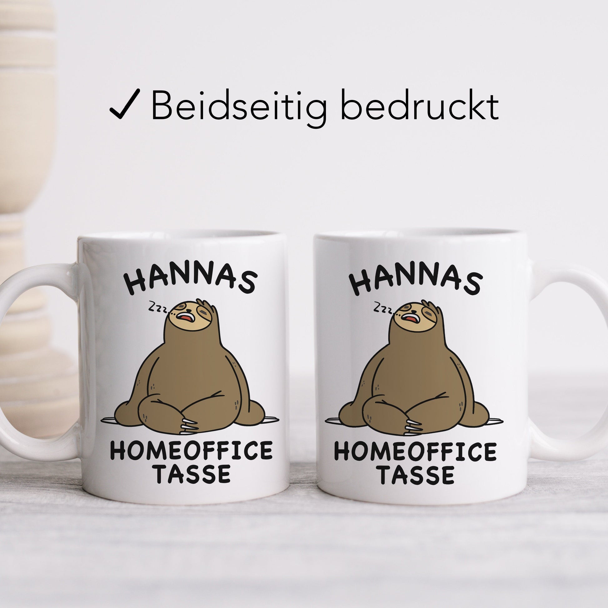 Homeoffice Geschenk Tasse personalisiert mit Faultier lustige Kaffeetasse für Arbeit Büro Geschenkidee Kollegin