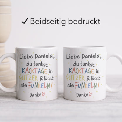 Tasse Beste Freundin Personalisiert für Kollegin "Kacktage in Glitzer tunken und funkeln lassen" Geschenk