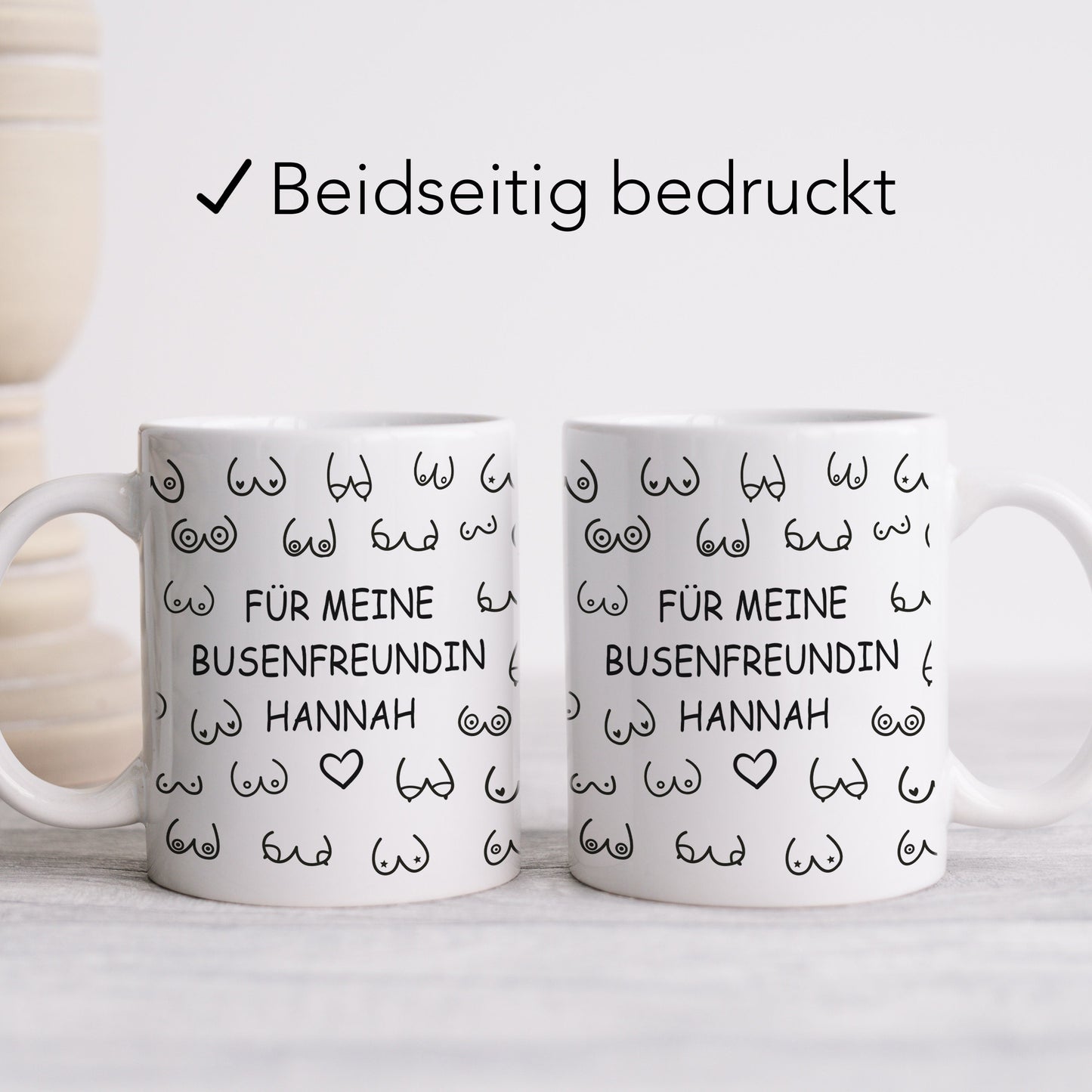 Busenfreundin Tasse Brüste personalisiert mit Namen Tittentasse Kaffeetasse witziges Geschenk für beste Freundin Geburtstag