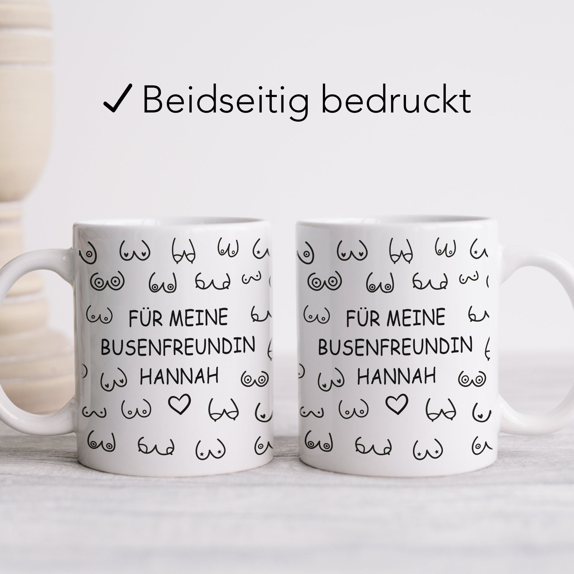Busenfreundin Tasse Brüste personalisiert mit Namen Tittentasse Kaffeetasse witziges Geschenk für beste Freundin Geburtstag