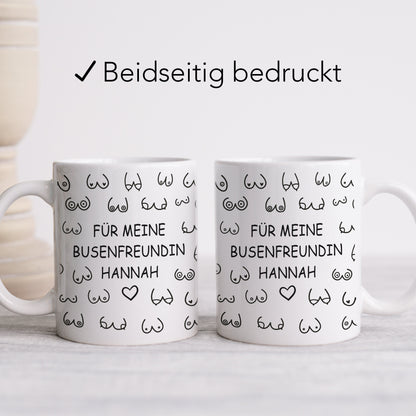 Busenfreundin Tasse Brüste personalisiert mit Namen Tittentasse Kaffeetasse witziges Geschenk für beste Freundin Geburtstag