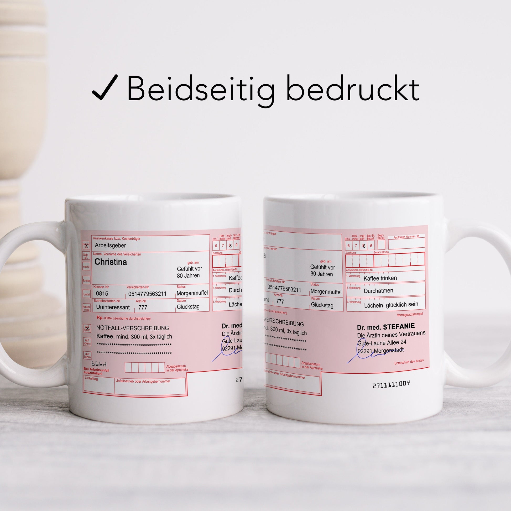 Rezept Tasse für Arbeit Büro personalisiert für Kollegin beste Freundin Lustiger Spruch Kaffeebecher Arzt Arbeitskollegin Geschenk