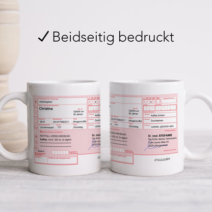 Rezept Tasse für Arbeit Büro personalisiert für Kollegin beste Freundin Lustiger Spruch Kaffeebecher Arzt Arbeitskollegin Geschenk