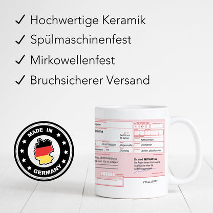 Rezept Tasse für Arbeit Büro personalisiert für Kollegin beste Freundin Lustiger Spruch Kaffeebecher Arzt Arbeitskollegin Geschenk