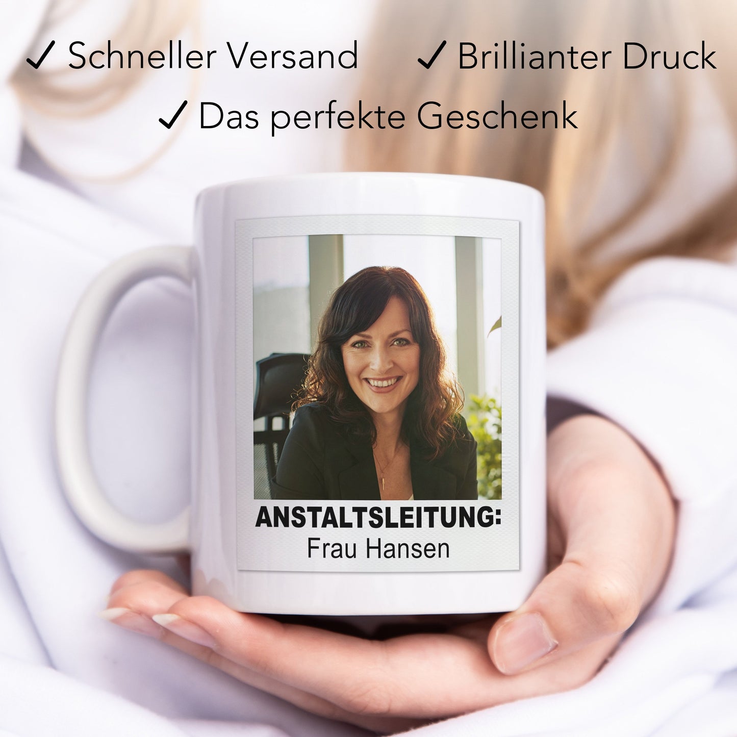 Anstaltsleitung Tasse mit Foto Personalisiert Geschenk für Chefin Chef Kollegen Lustige Kaffeetasse für Büro Kaffeebecher mit Spruch