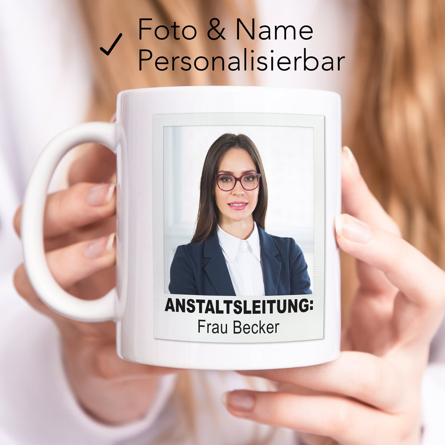 Anstaltsleitung Tasse mit Foto Personalisiert Geschenk für Chefin Chef Kollegen Lustige Kaffeetasse für Büro Kaffeebecher mit Spruch