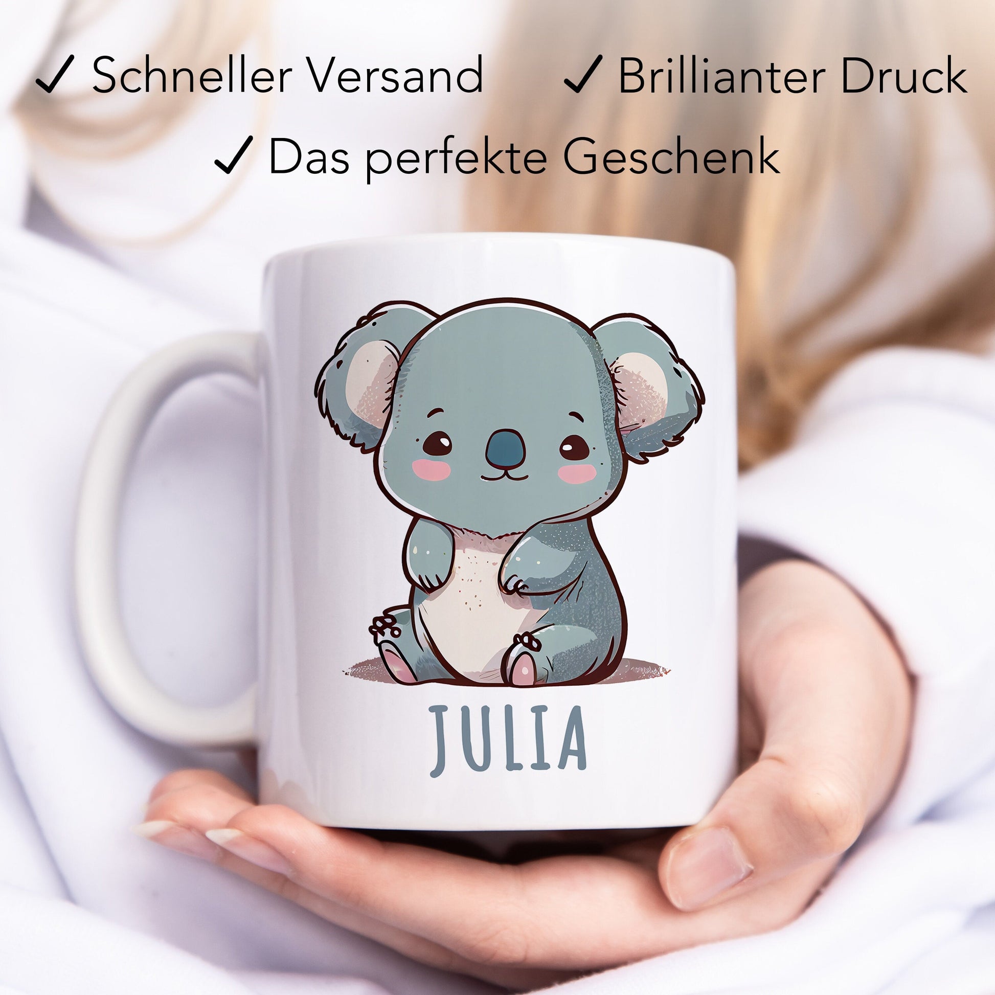 Kindertasse personalisierte Namenstasse aus Keramik mit Koala Baby Namensgeschenk für Kinder Geschenk