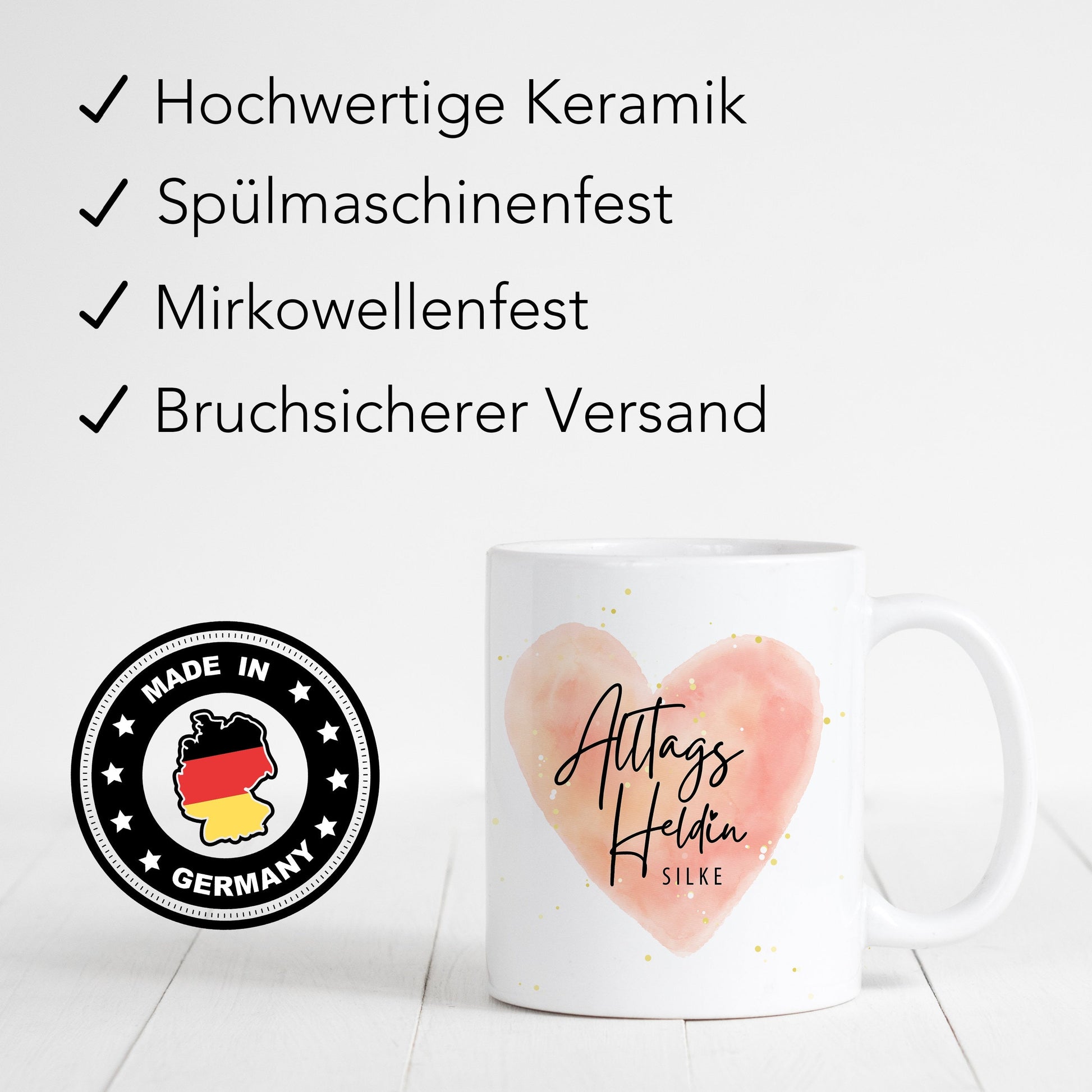 Tasse Alltagsheldin personalisiert mit Herz Dankeschön für Lieblingskollegin Krankenschwester Erzieherin Geschenk