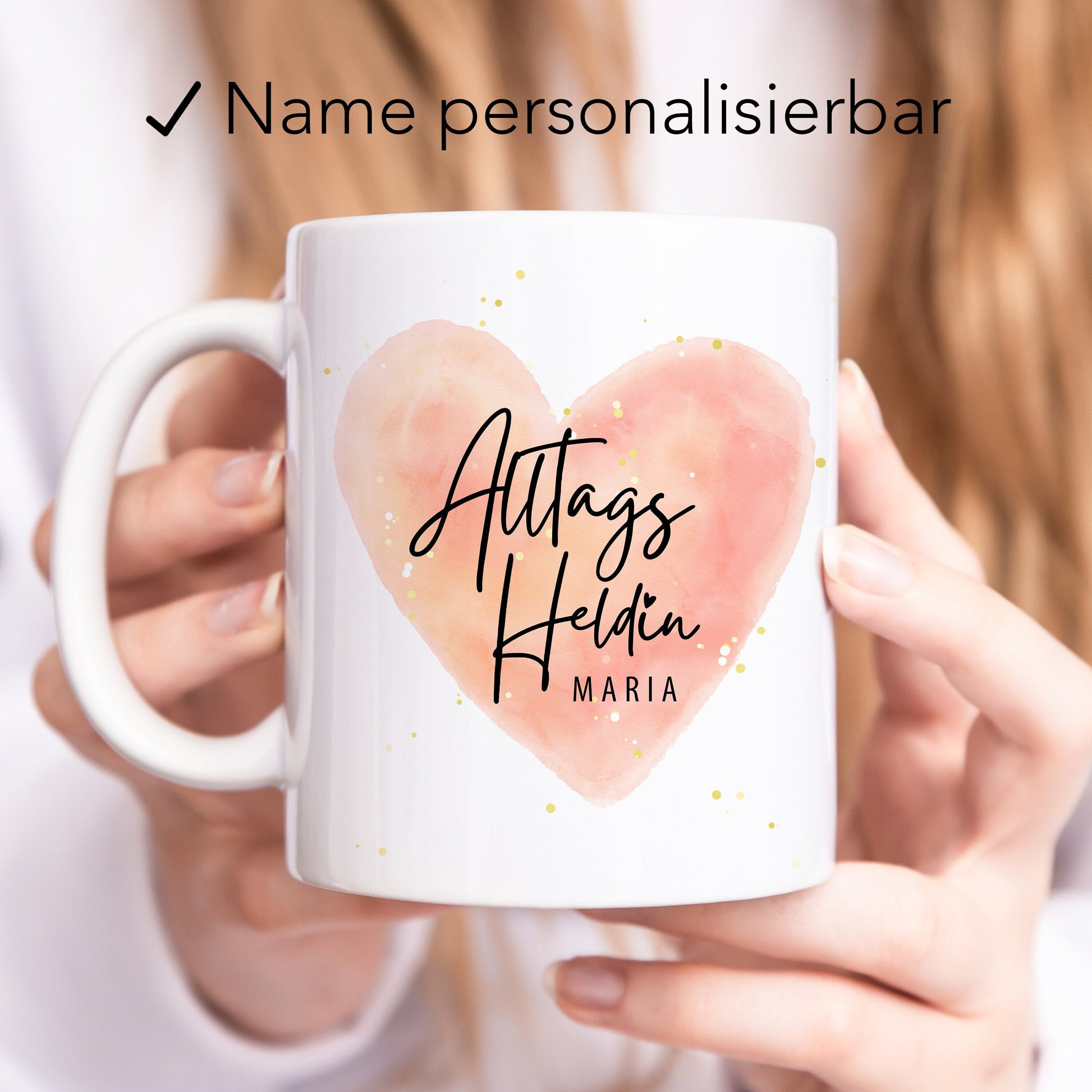 Tasse Alltagsheldin personalisiert mit Herz Dankeschön für Lieblingskollegin Krankenschwester Erzieherin Geschenk