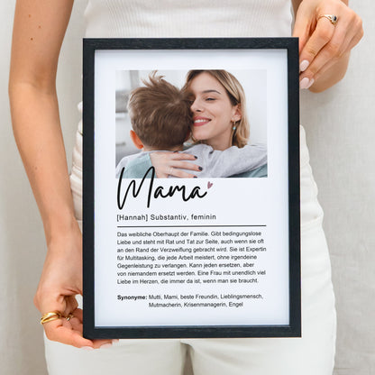 Mama Geschenk Geburtstag personalisiert Bild mit Definition und Foto für Mutter Geburtstagsgeschenk