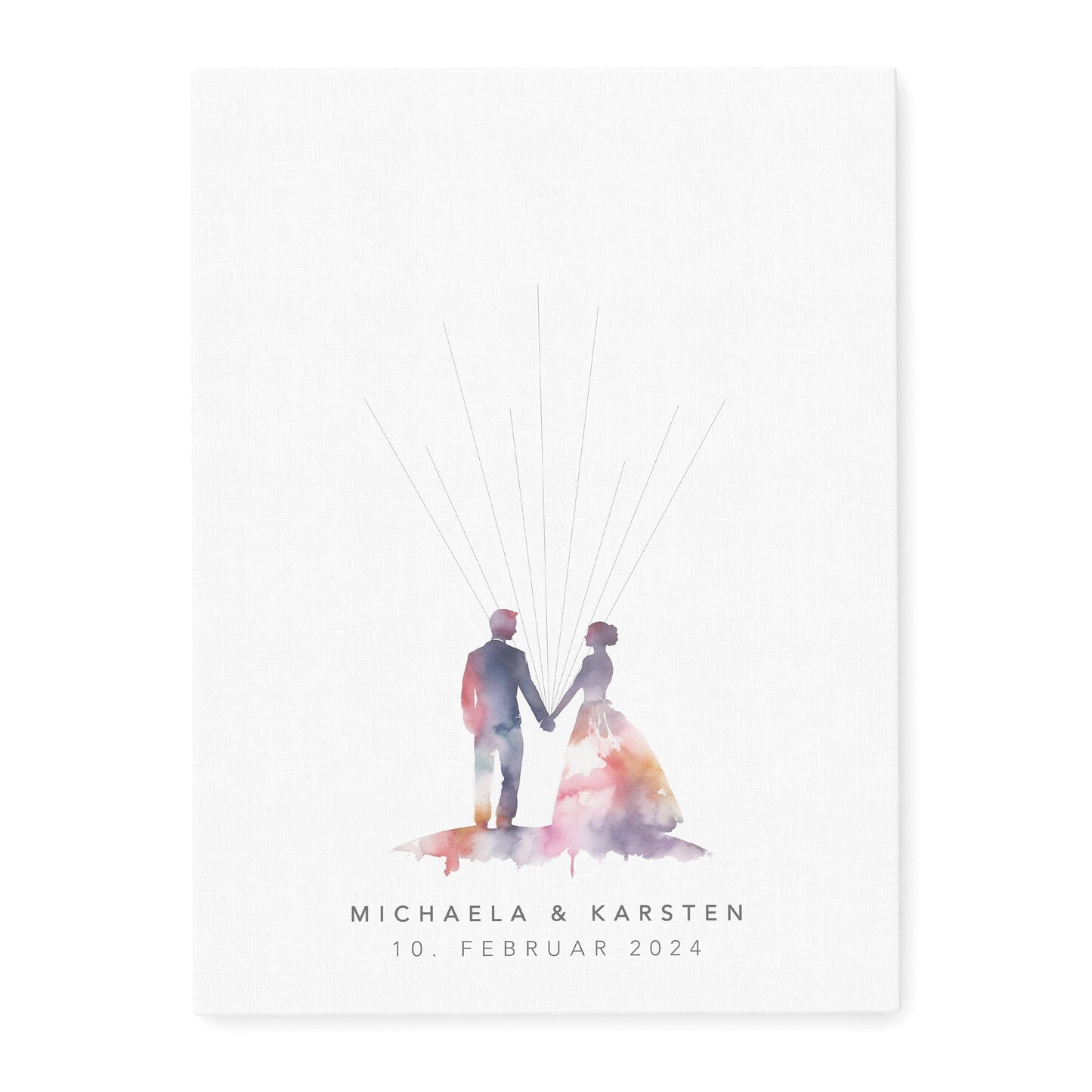 Leinwand Hochzeit Gästebuch Fingerabdruck personalisiert Brautpaar 30x40 cm (OHNE Farbe)