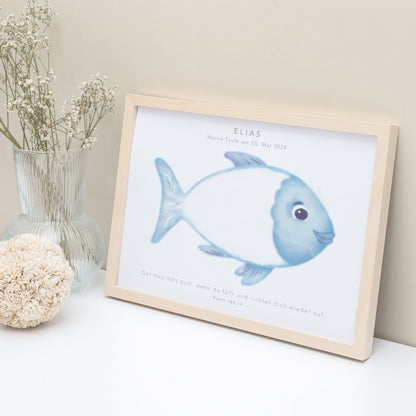 Taufe Fingerabdruck Fisch Gästebuch Taufe Junge personalisiertes Bild Taufgeschenk
