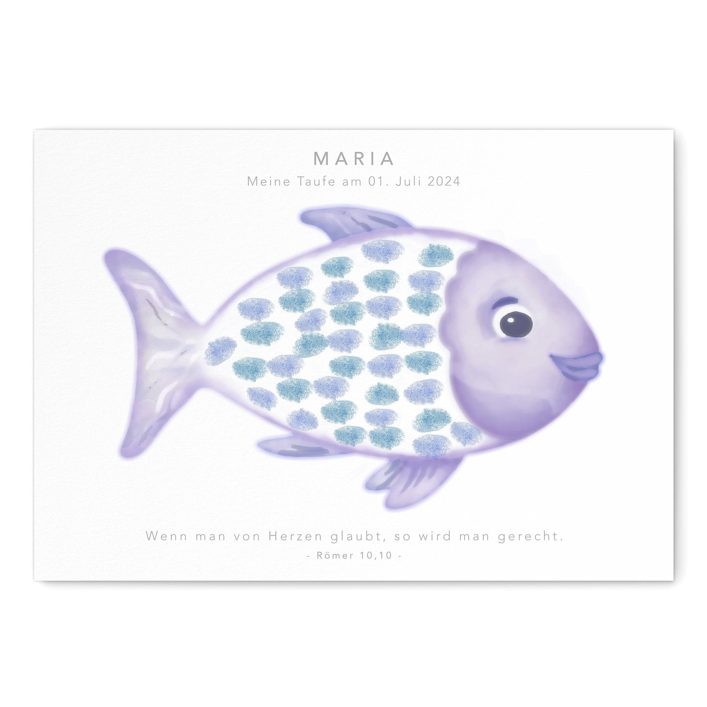 Taufe Fingerabdruck Fisch Gästebuch Taufe Mädchen personalisiertes Bild Taufgeschenk