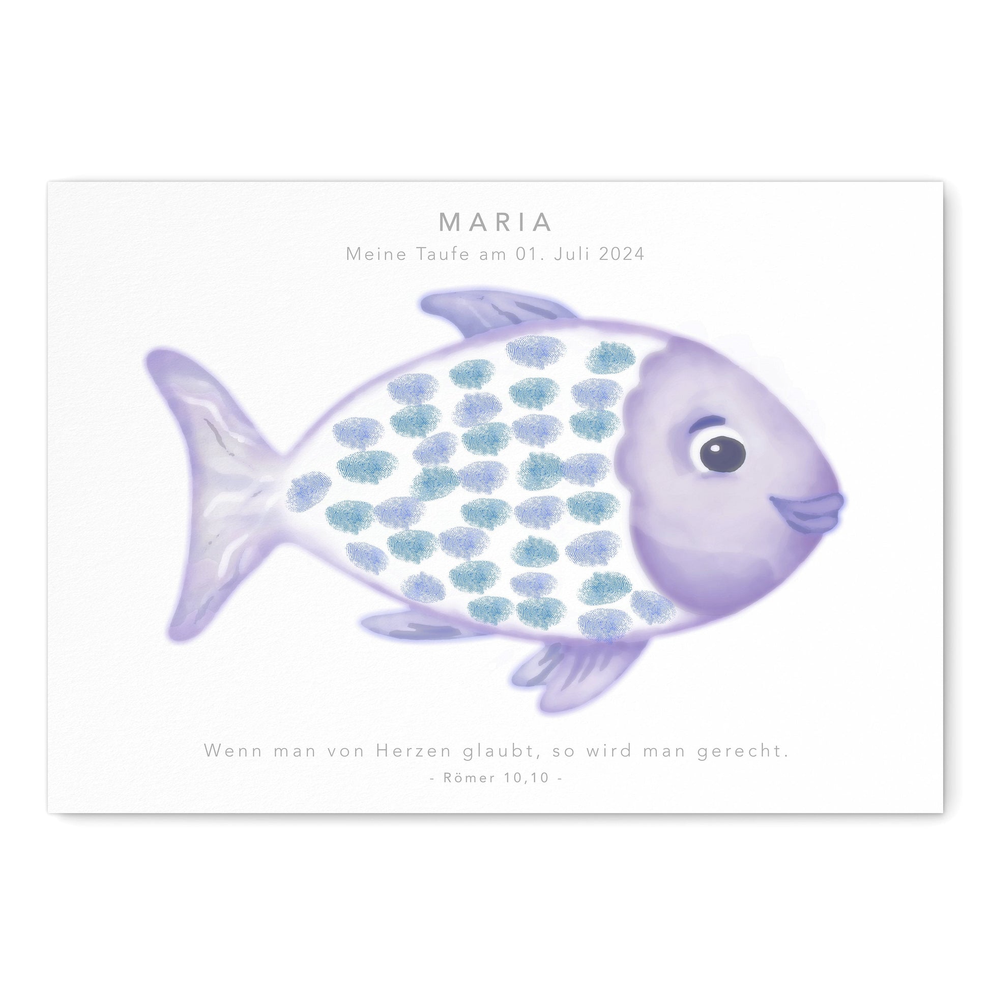 Taufe Fingerabdruck Fisch Gästebuch Taufe Mädchen personalisiertes Bild Taufgeschenk