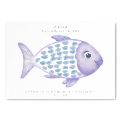 Taufe Fingerabdruck Fisch Gästebuch Taufe Mädchen personalisiertes Bild Taufgeschenk
