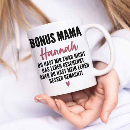 Bonusmama Tasse personalisiertes Muttertagsgeschenk Stiefmutter Stiefmama Bonus Mama Geschenk