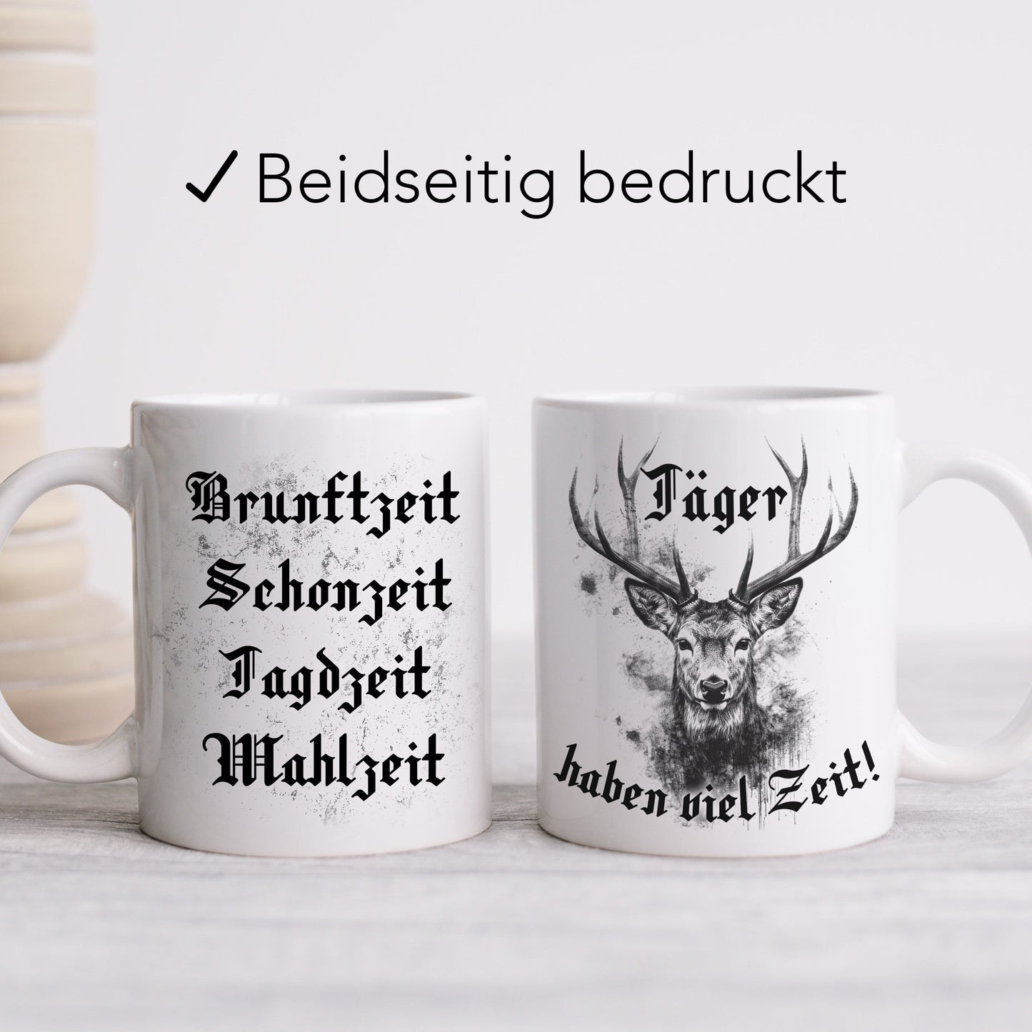 Jäger Geschenk Jagd Tasse mit Hirsch und lustigem Spruch Jagdgeschenk