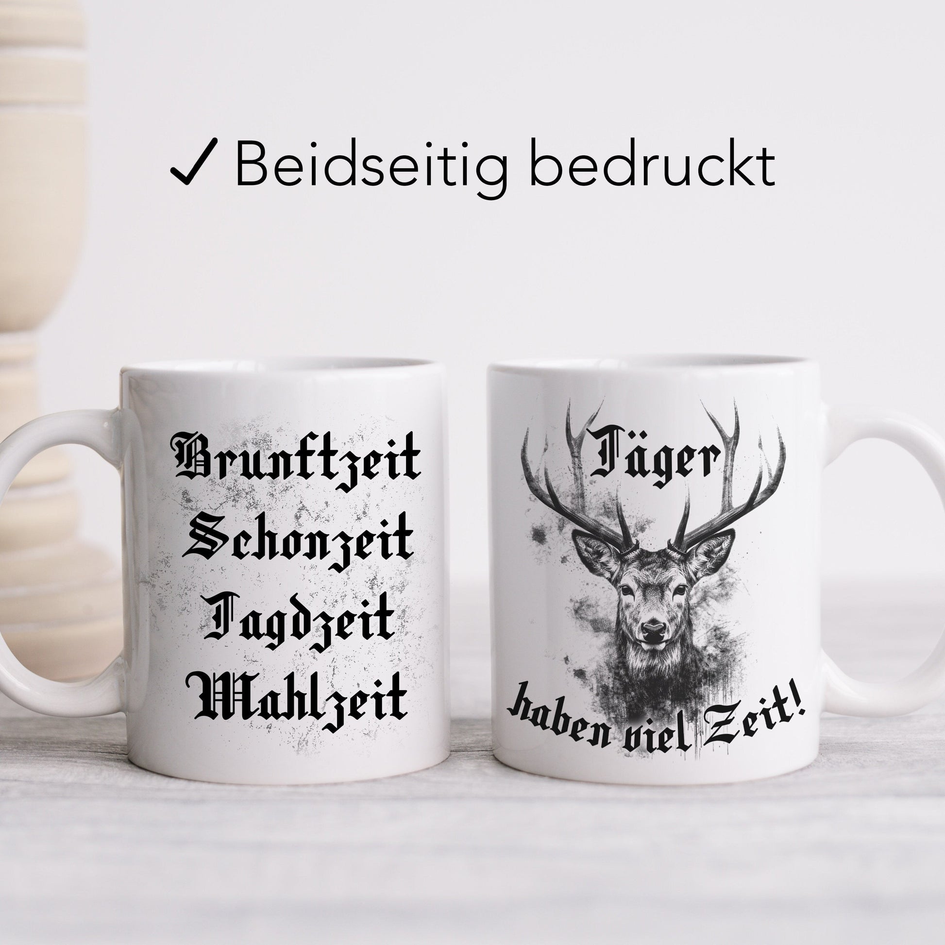 Jäger Geschenk Jagd Tasse mit Hirsch und lustigem Spruch Jagdgeschenk