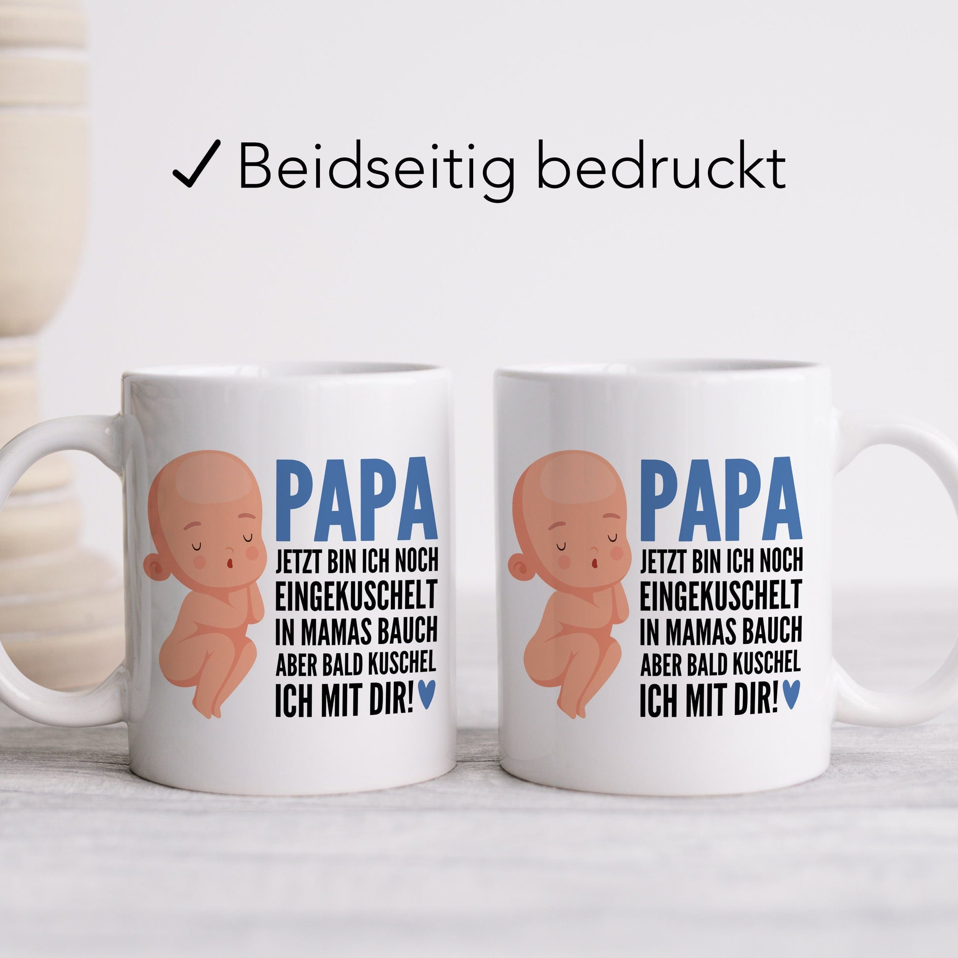 Schwangerschaft verkünden Papa Du wirst Papa Tasse Vater Kaffeetasse mit Spruch Baby im Bauch Vatertag Geschenk