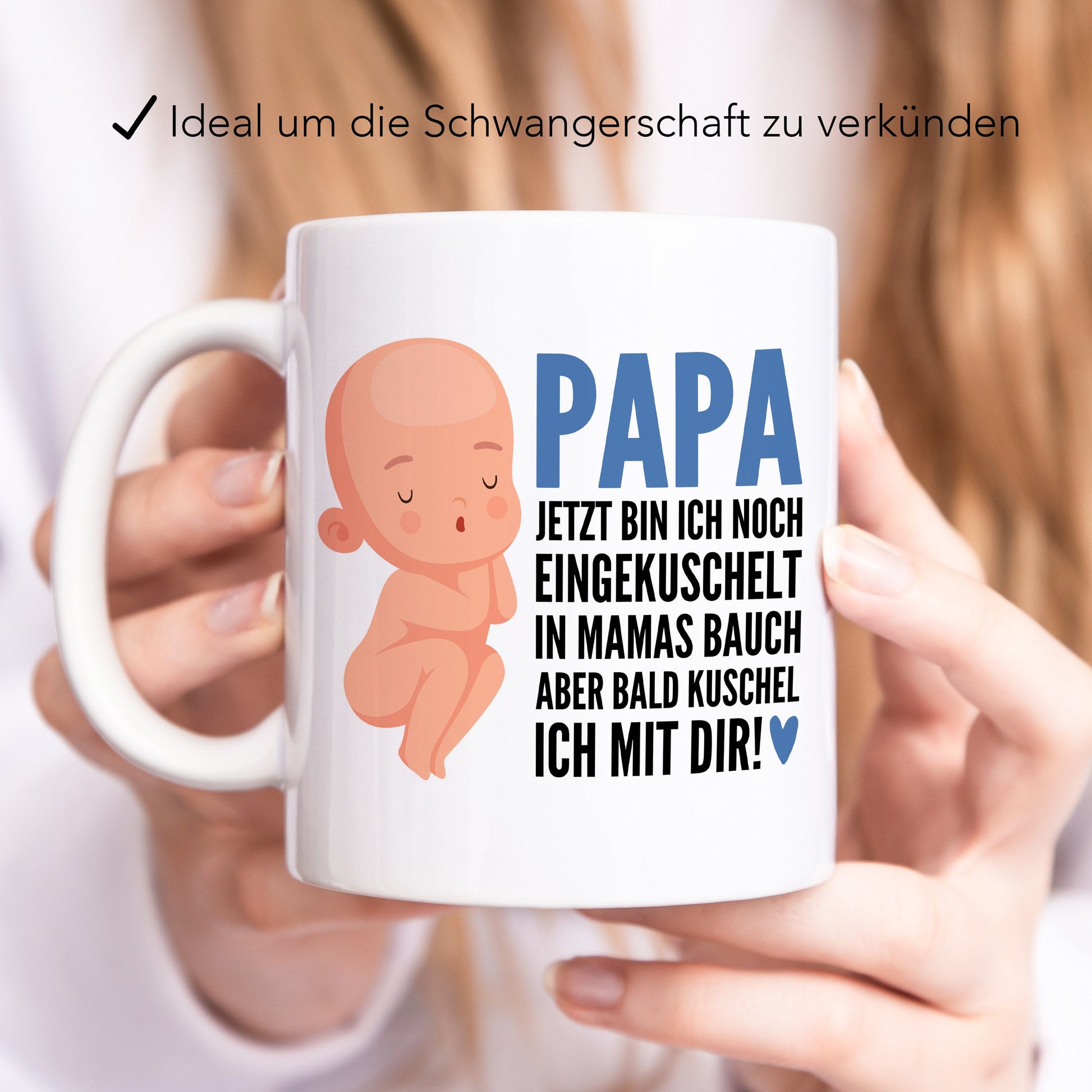 Schwangerschaft verkünden Papa Du wirst Papa Tasse Vater Kaffeetasse mit Spruch Baby im Bauch Vatertag Geschenk