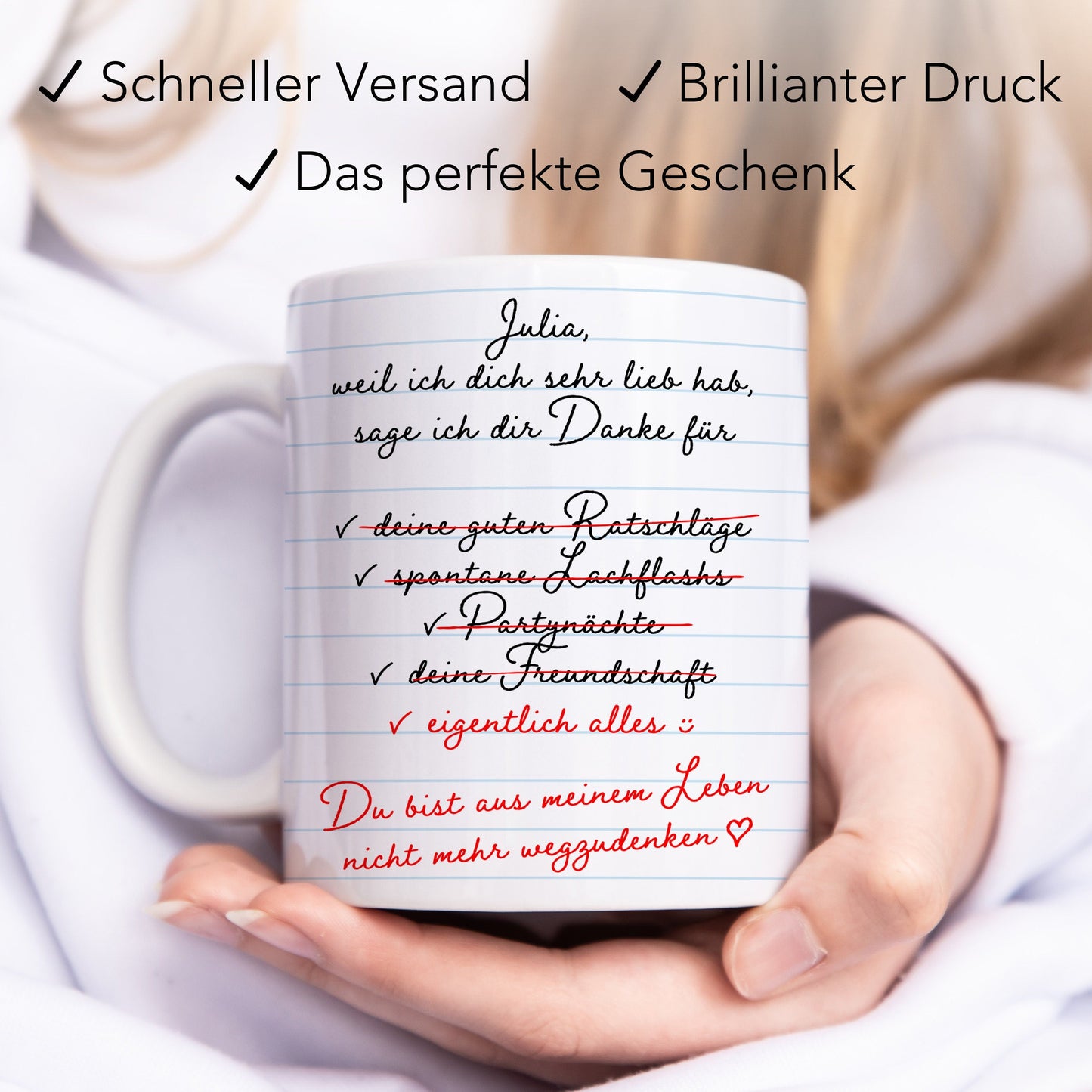 Dankeschön Geschenk Freundin Tasse personalisiert Freundinnengeschenk Freundschaft