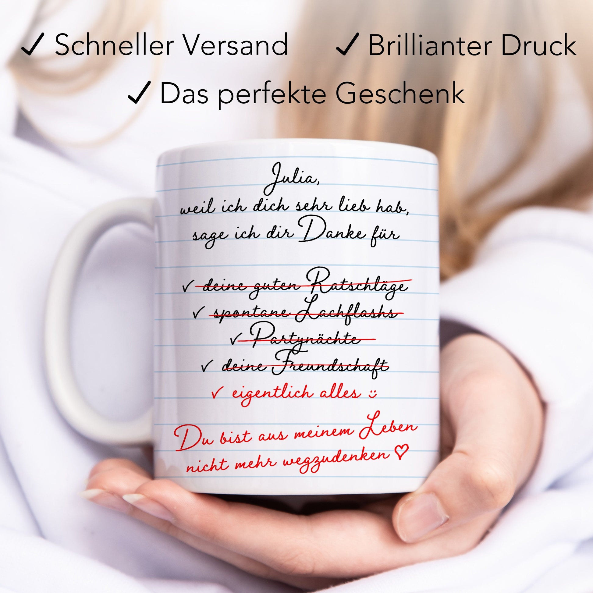 Dankeschön Geschenk Freundin Tasse personalisiert Freundinnengeschenk Freundschaft