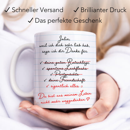 Dankeschön Geschenk Freundin Tasse personalisiert Freundinnengeschenk Freundschaft