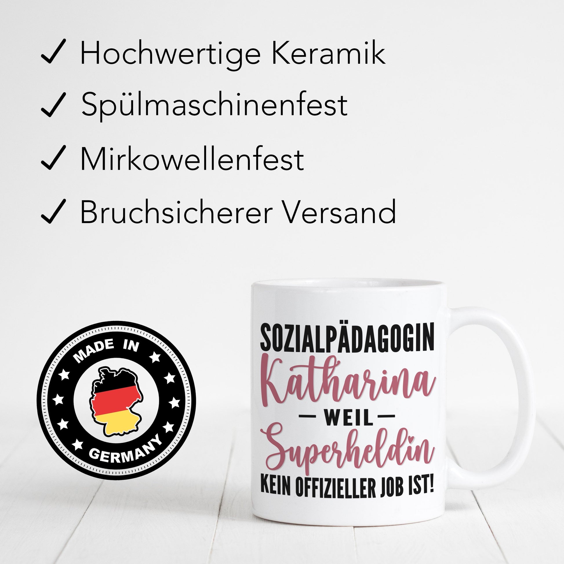 Tasse Sozialpädagogin Geschenk personalisiert mit Namen Abschiedsgeschenk Sozialarbeiterin Erzieherin Kollegin Beruf