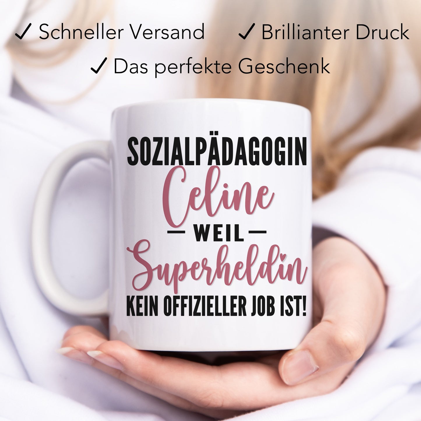 Tasse Sozialpädagogin Geschenk personalisiert mit Namen Abschiedsgeschenk Sozialarbeiterin Erzieherin Kollegin Beruf