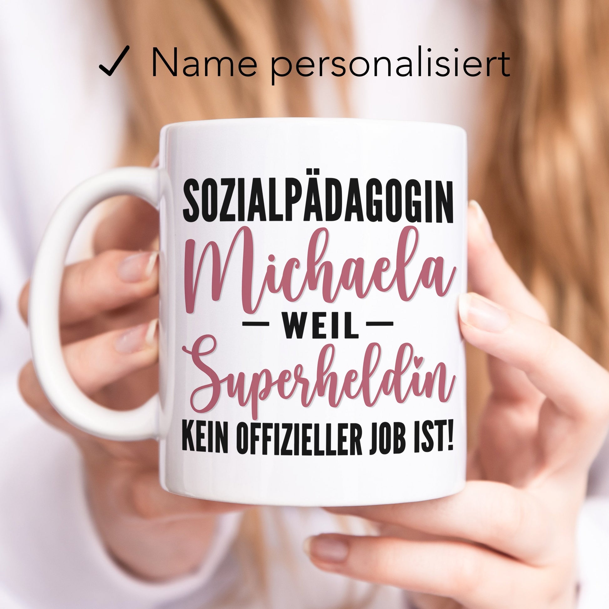 Tasse Sozialpädagogin Geschenk personalisiert mit Namen Abschiedsgeschenk Sozialarbeiterin Erzieherin Kollegin Beruf