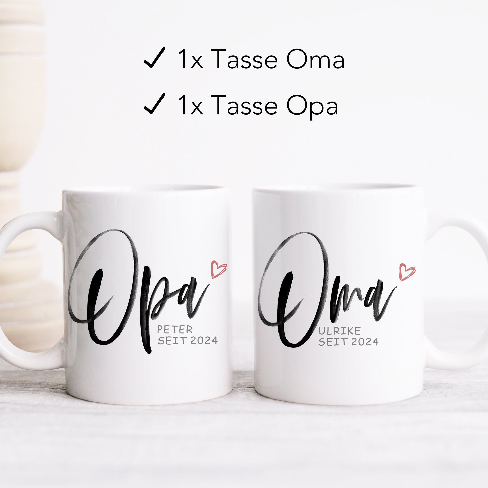 Schwangerschaft verkünden Oma Opa Tassen Paar personalisiert Werdende Großeltern Geschenk