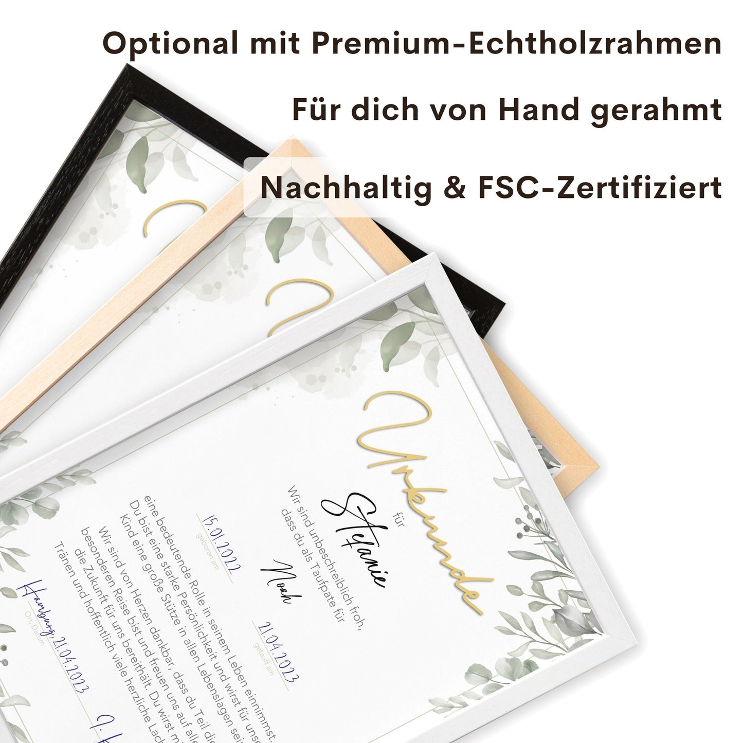 Patenurkunde Patenbrief Taufe personalisiert Taufpatin Taufpaten Geschenk Taufgeschenk