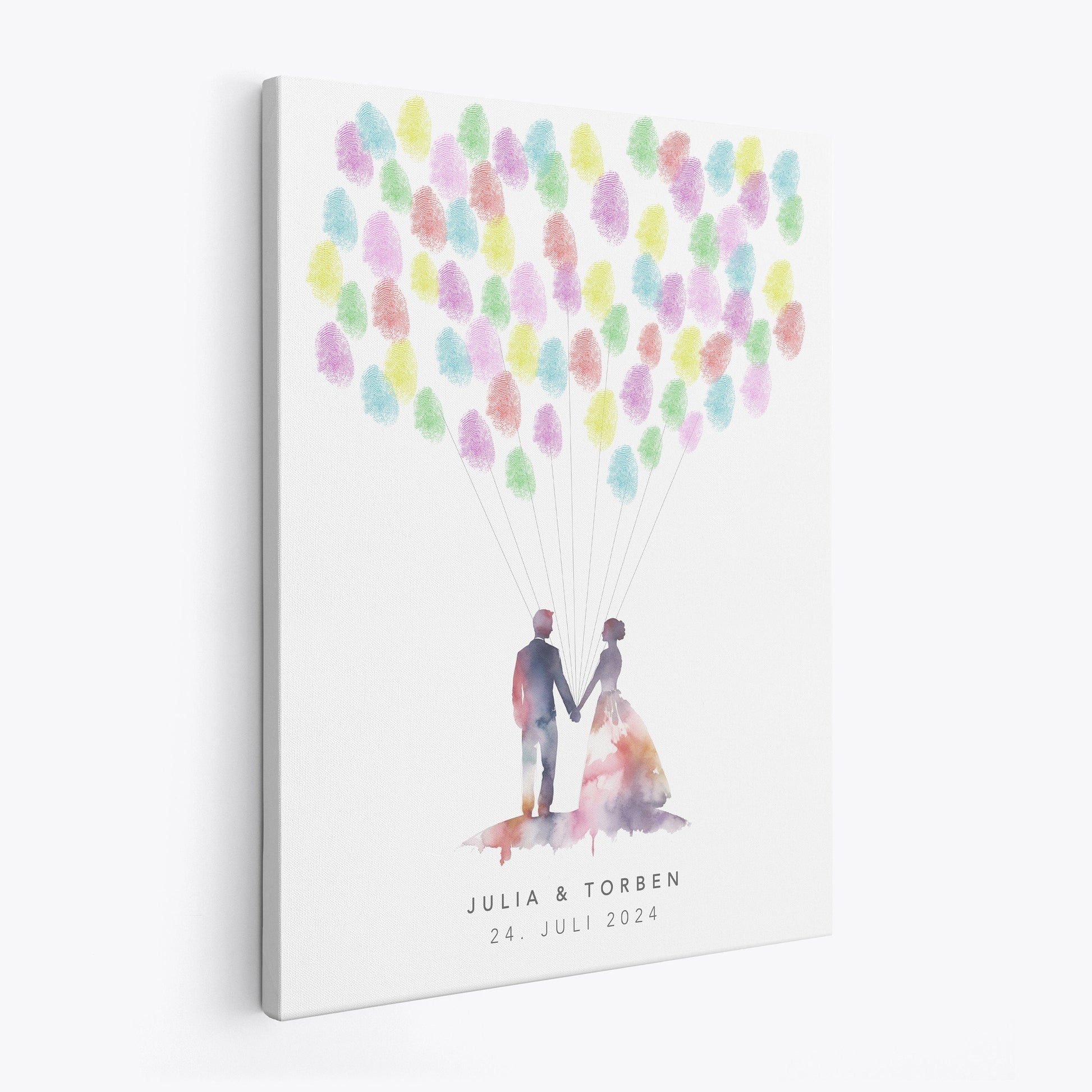 Leinwand Hochzeit Gästebuch Fingerabdruck personalisiert Brautpaar 30x40 cm (OHNE Farbe)