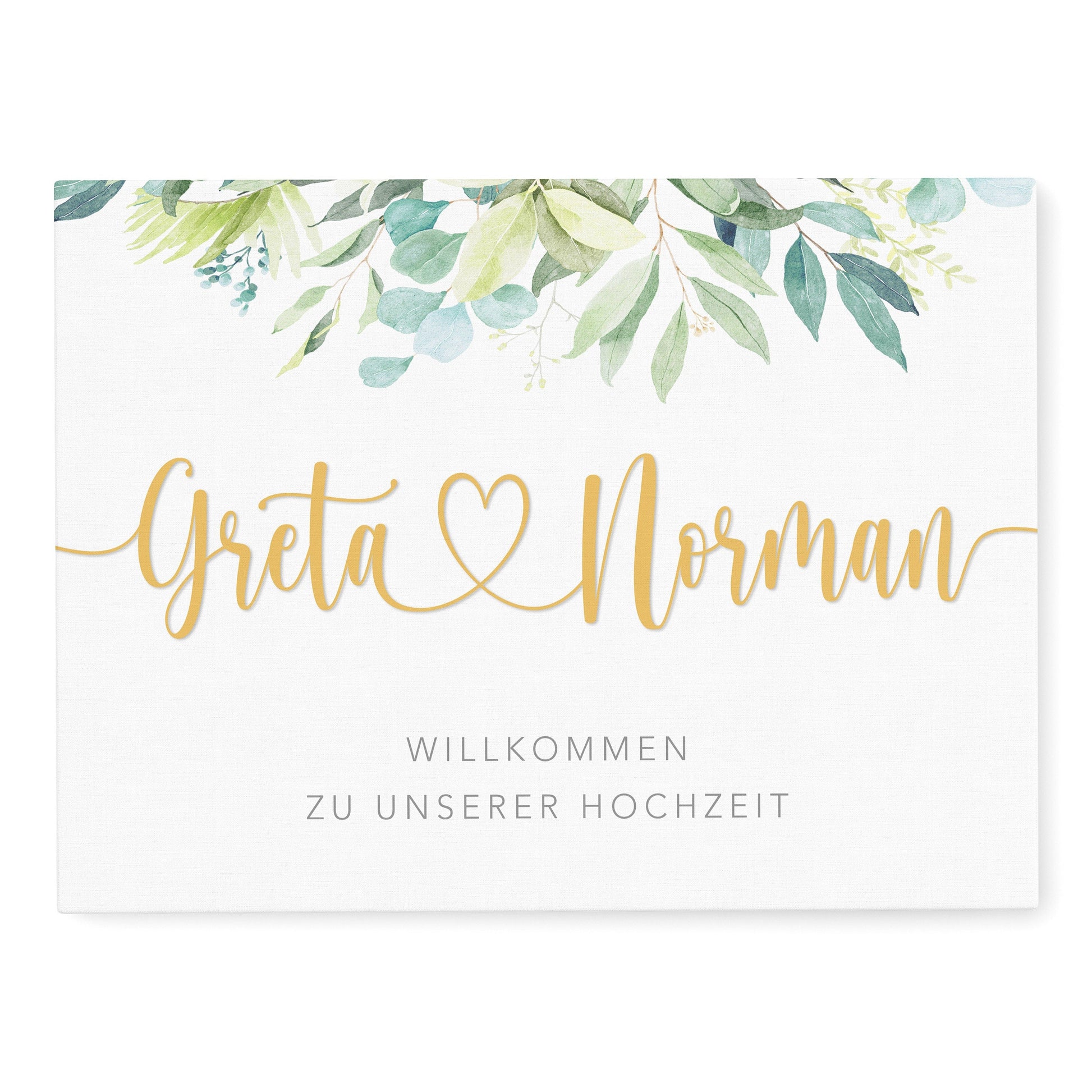 Willkommensschild Hochzeit Leinwand Hochzeitsschild personalisiert Willkommen Hochzeit Eingangsschild (60x40 cm)