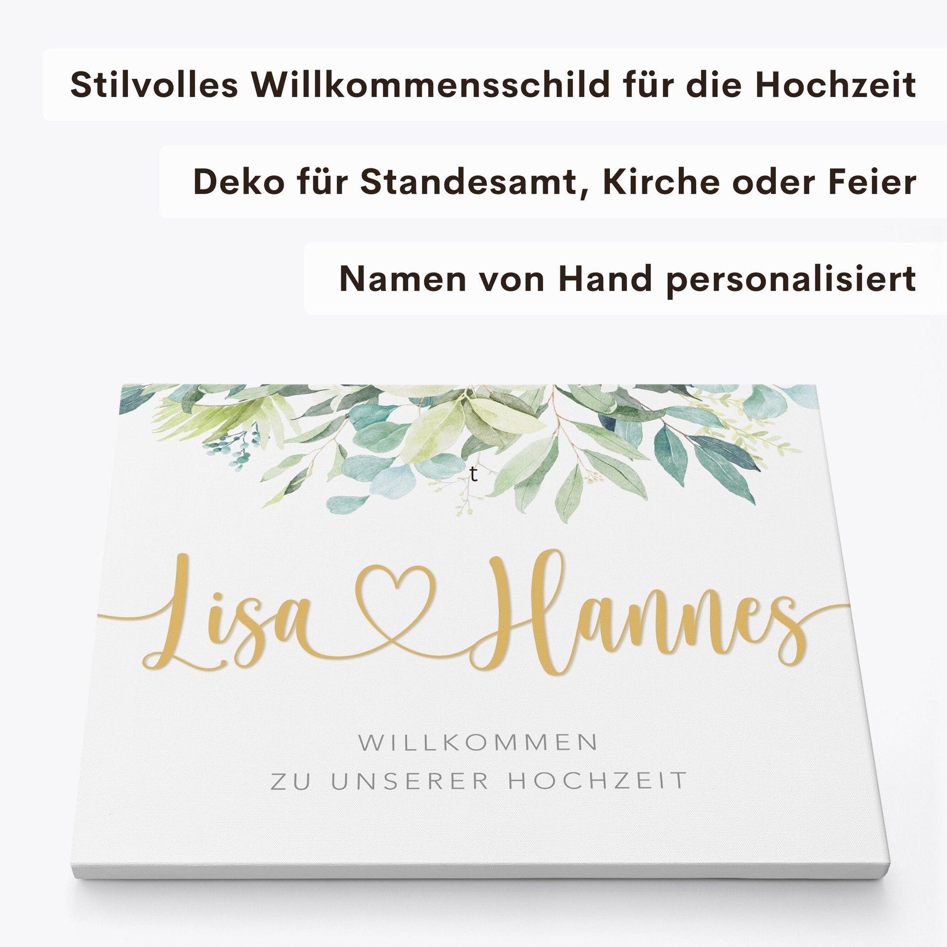 Willkommensschild Hochzeit Leinwand Hochzeitsschild personalisiert Willkommen Hochzeit Eingangsschild (60x40 cm)
