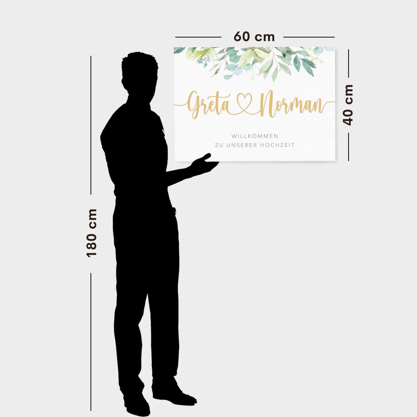 Willkommensschild Hochzeit Leinwand Hochzeitsschild personalisiert Willkommen Hochzeit Eingangsschild (60x40 cm)