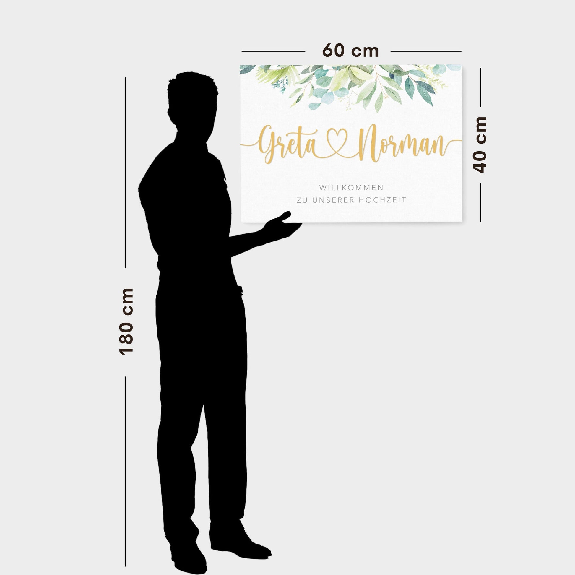 Willkommensschild Hochzeit Leinwand Hochzeitsschild personalisiert Willkommen Hochzeit Eingangsschild (60x40 cm)