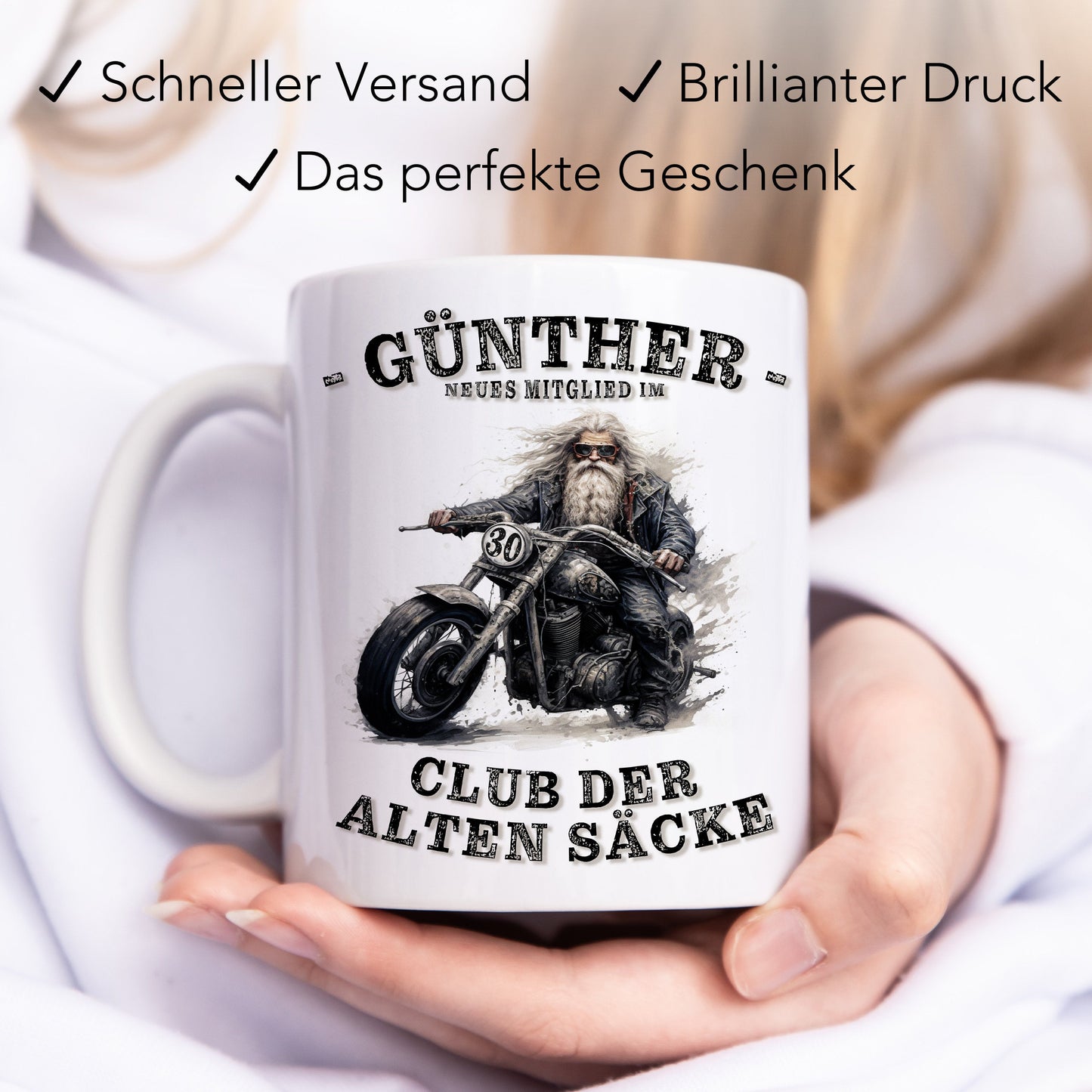 Geschenk 30. Geburtstag Mann Motorrad Tasse "Club der alten Säcke" Geburtstagsgeschenk Männer