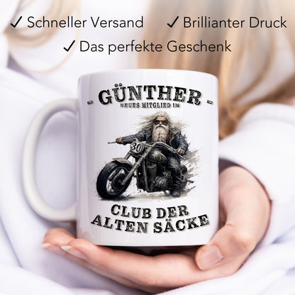 Geschenk 30. Geburtstag Mann Motorrad Tasse "Club der alten Säcke" Geburtstagsgeschenk Männer
