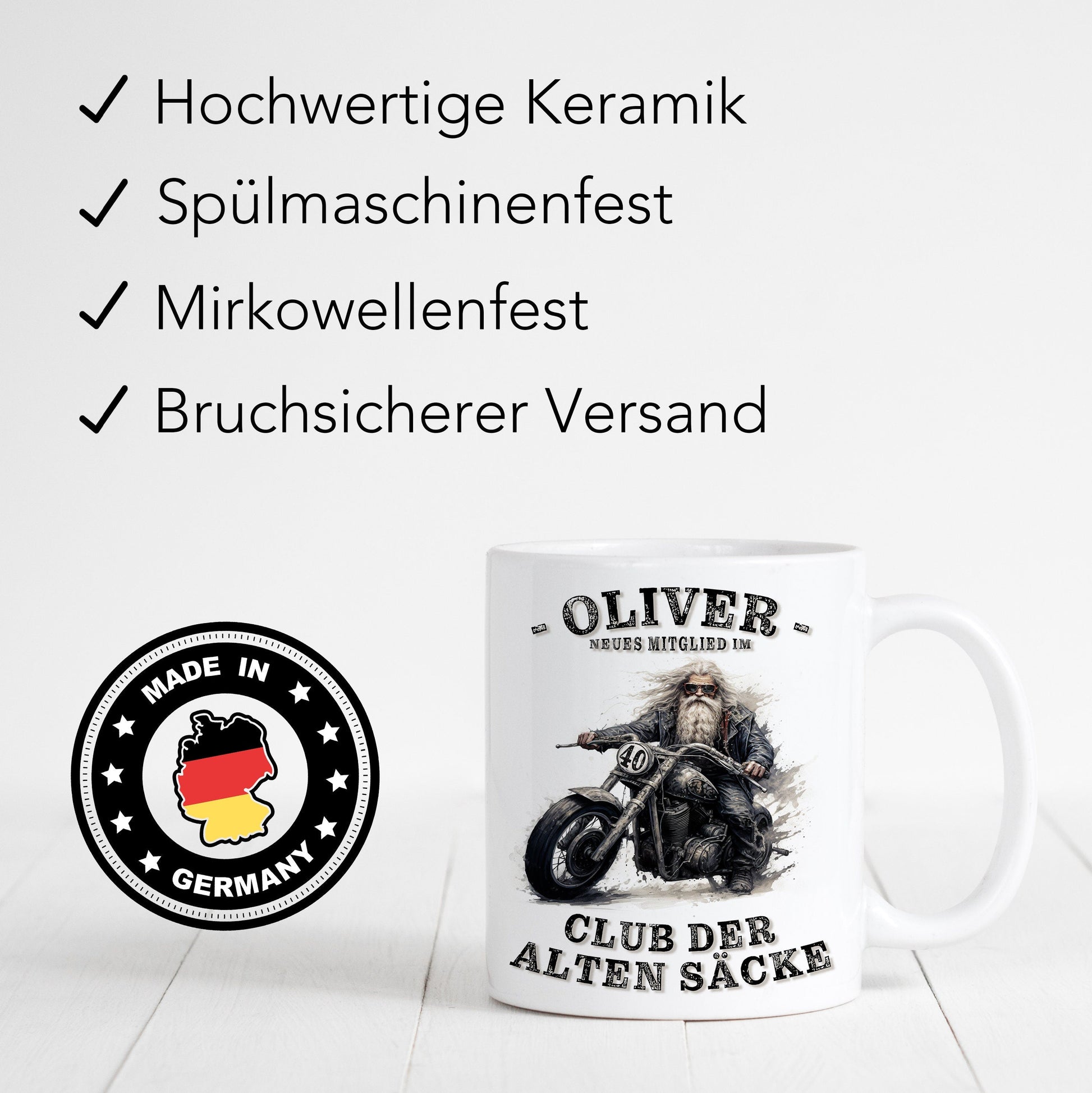 Geschenk 40. Geburtstag Mann Motorrad Tasse "Club der alten Säcke" Geburtstagsgeschenk Männer