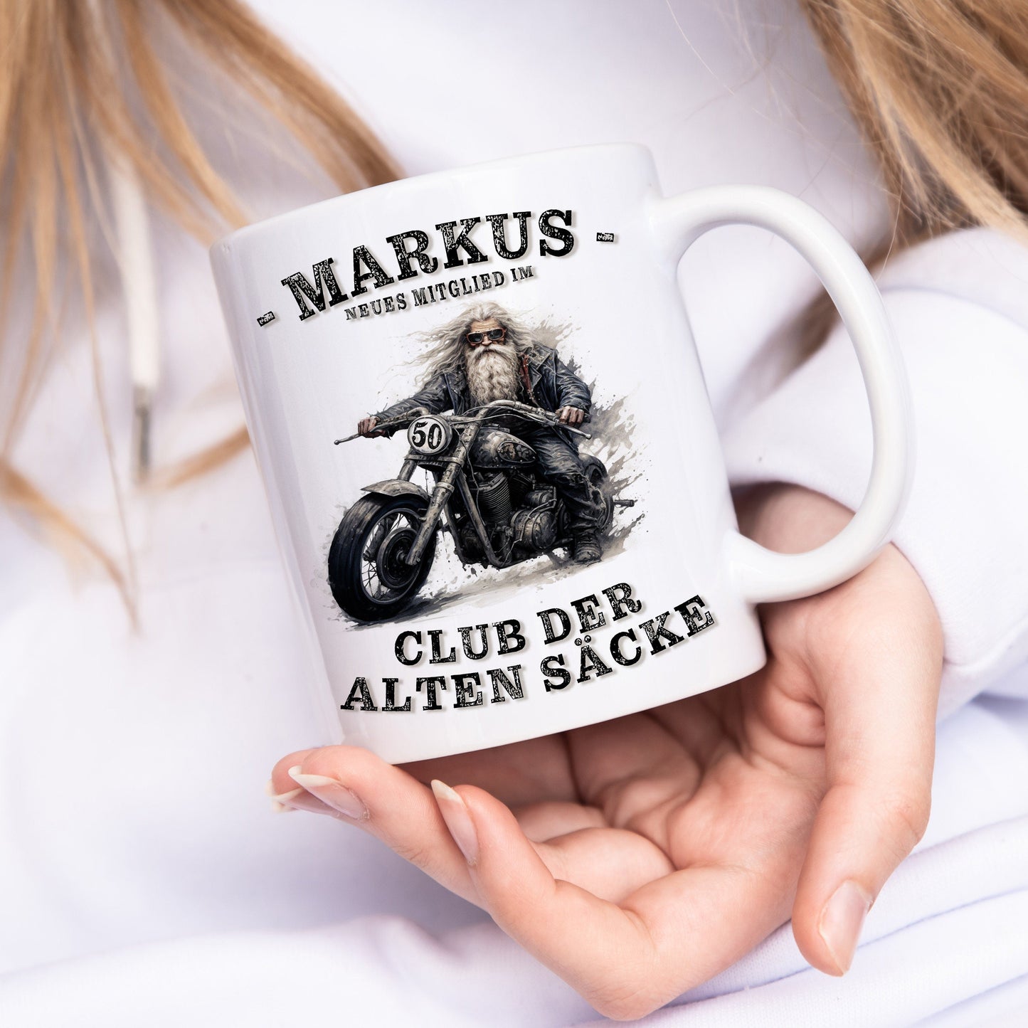 Geschenk 50. Geburtstag Mann Motorrad Tasse "Club der alten Säcke" Geburtstagsgeschenk Männer