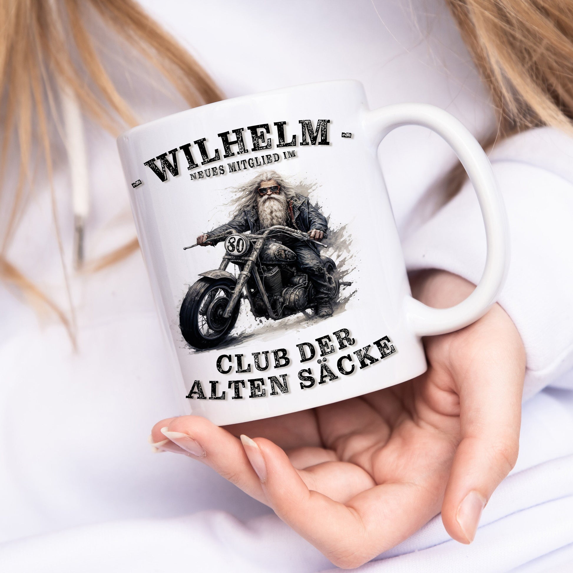 Geschenk 80. Geburtstag Mann Motorrad Tasse "Club der alten Säcke" Geburtstagsgeschenk Männer