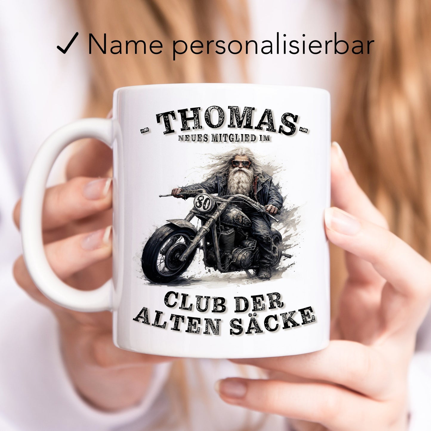 Geschenk 80. Geburtstag Mann Motorrad Tasse "Club der alten Säcke" Geburtstagsgeschenk Männer