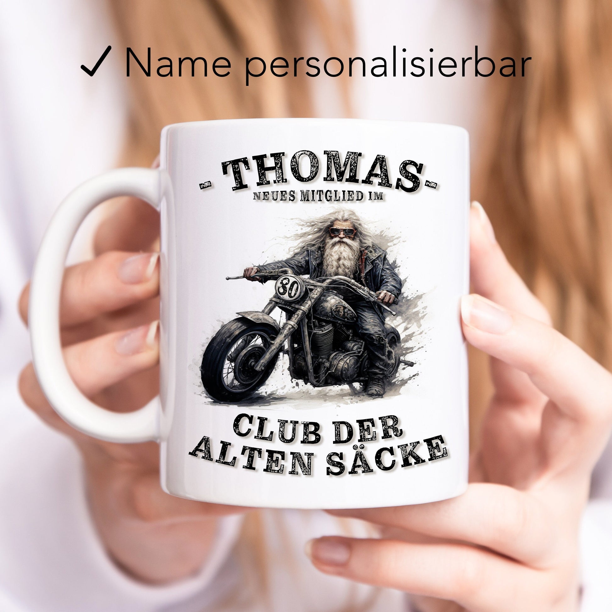 Geschenk 80. Geburtstag Mann Motorrad Tasse "Club der alten Säcke" Geburtstagsgeschenk Männer