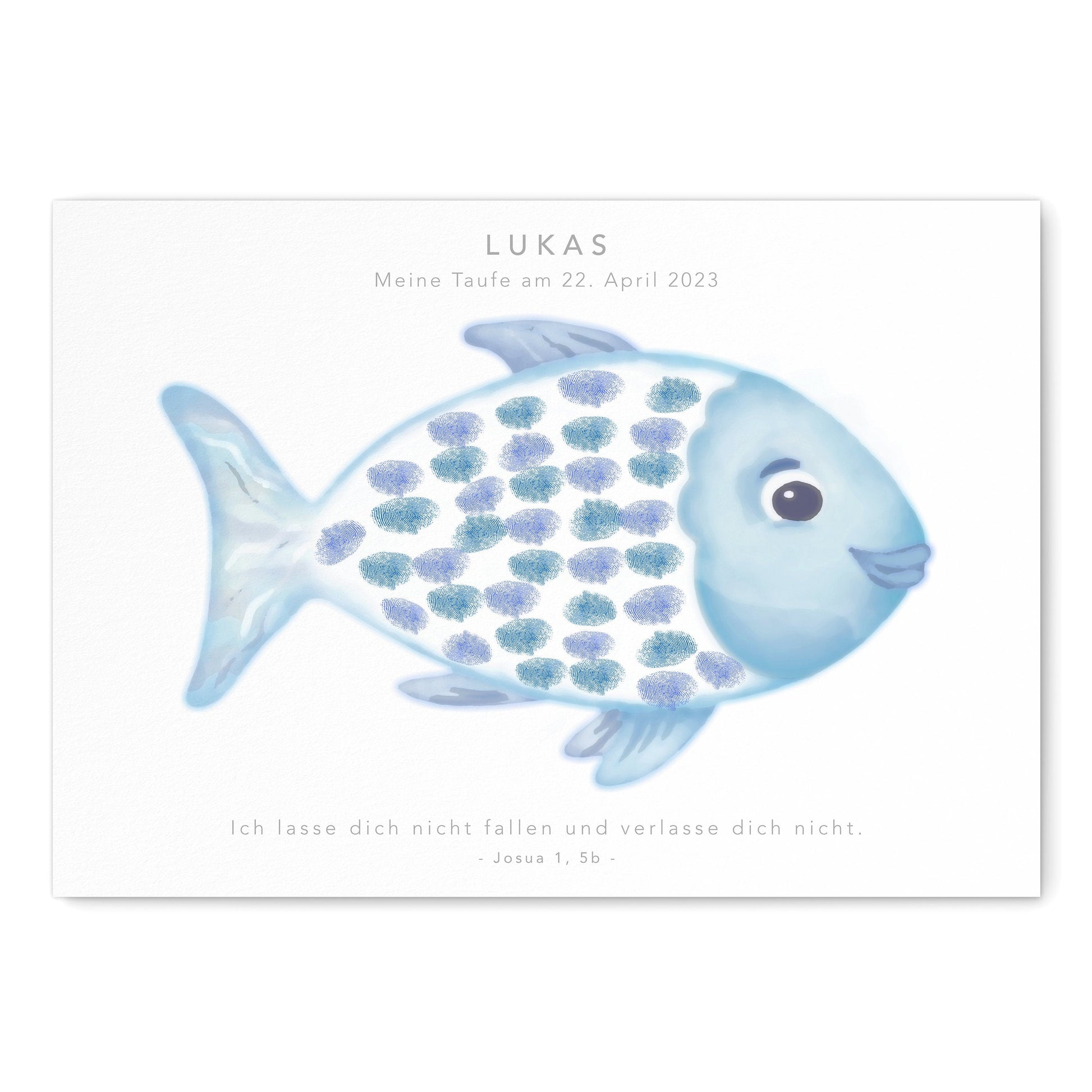 Taufe Fingerabdruck Fisch Gästebuch Taufe Junge personalisiertes Bild Taufgeschenk