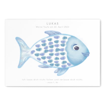 Taufe Fingerabdruck Fisch Gästebuch Taufe Junge personalisiertes Bild Taufgeschenk