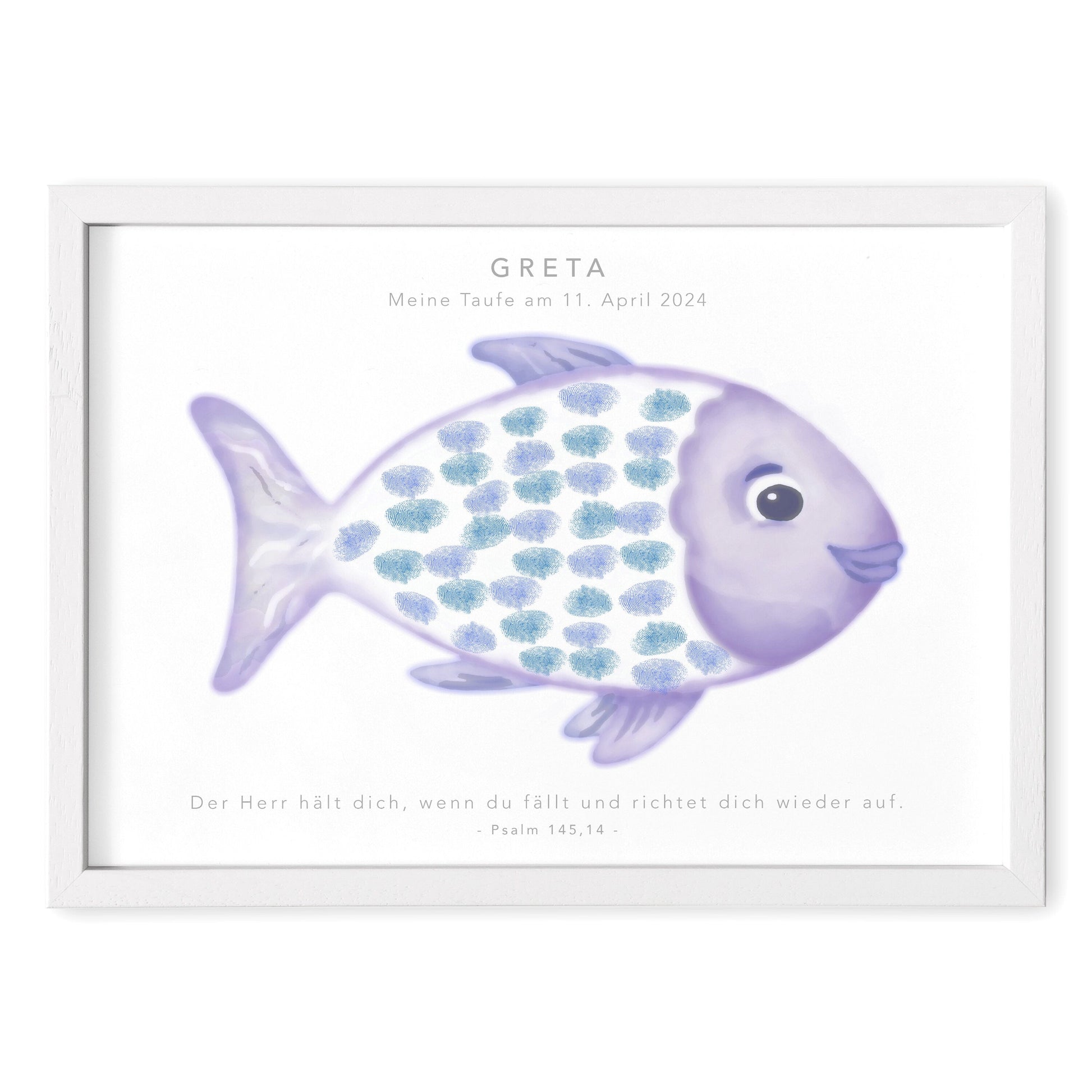 Taufe Fingerabdruck Fisch Gästebuch Taufe Mädchen personalisiertes Bild Taufgeschenk