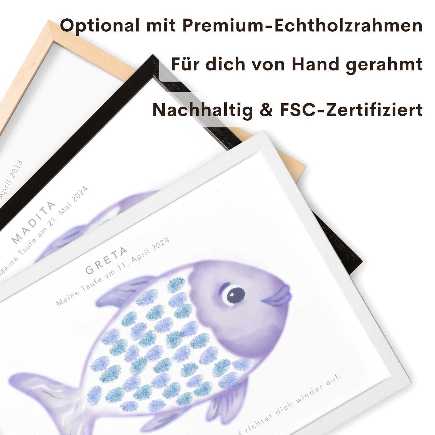Taufe Fingerabdruck Fisch Gästebuch Taufe Mädchen personalisiertes Bild Taufgeschenk