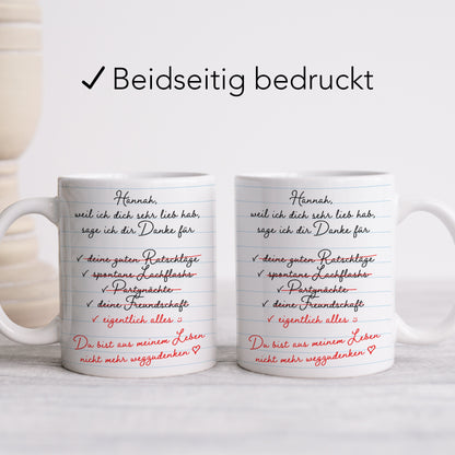 Dankeschön Geschenk Freundin Tasse personalisiert Freundinnengeschenk Freundschaft
