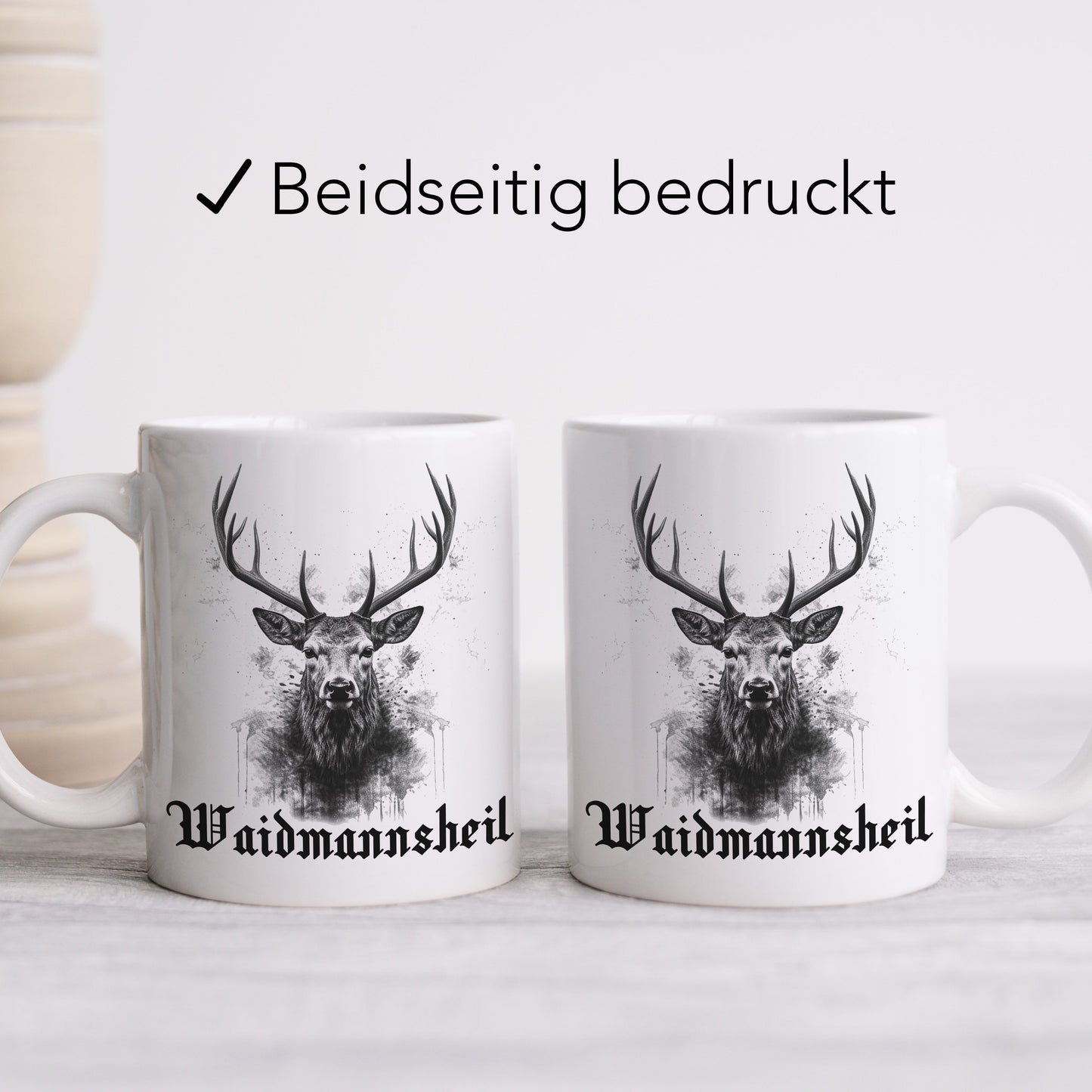Jagd Tasse Jäger Geschenk mit Hirsch und lustigem Spruch Jagdgeschenk Waidmannsheil